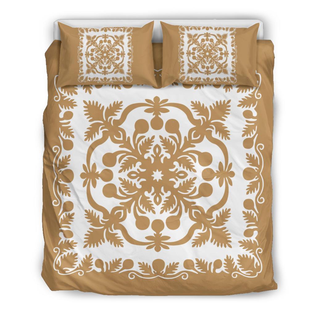 Hawaii Bedding Set Royal Pattern Gold And White