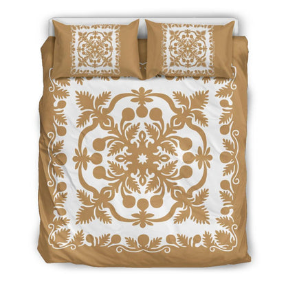 Hawaii Bedding Set Royal Pattern Gold And White