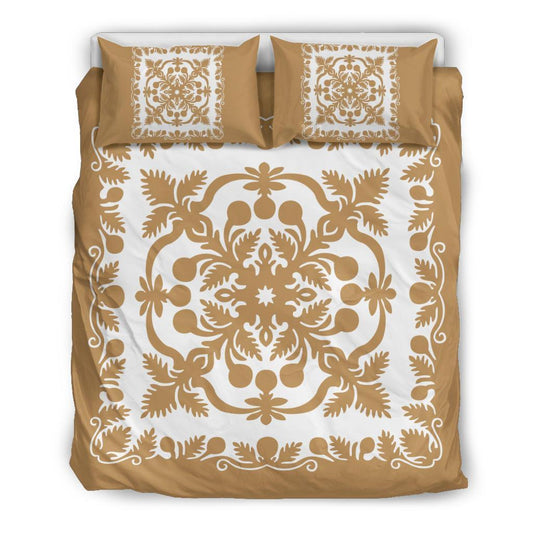 Hawaii Bedding Set Royal Pattern Gold And White