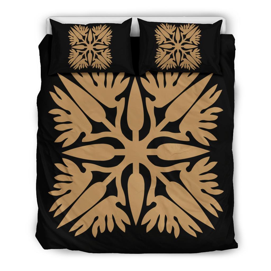 Hawaiian Bedding Set Royal Pattern Black And Gold A3 Style