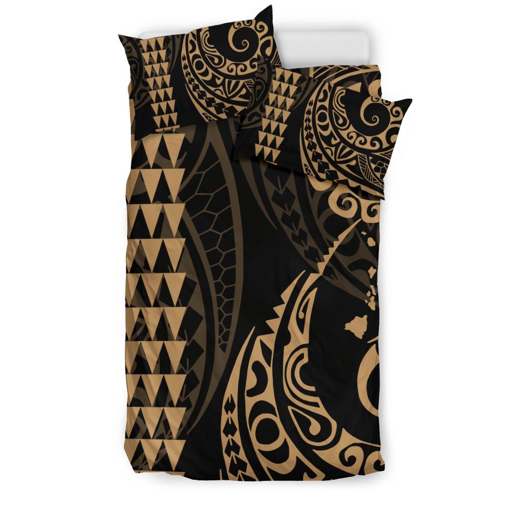 Hawaiian Map Polynesian Bedding Set Gold