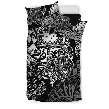 Polynesian Duvet Cover Samoa Bedding Set White Turtle Flowing