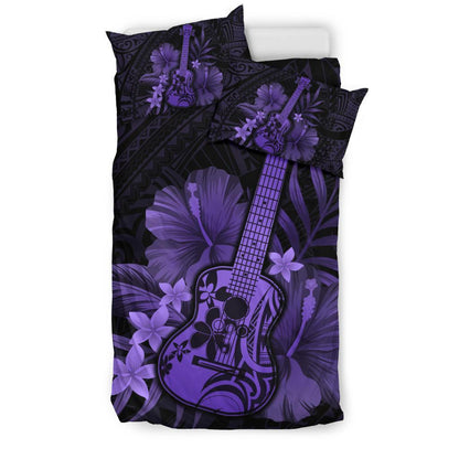 Hawaii Bedding Set Hawaii Ukulele Flower Bedding Set Purple