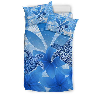 Hawaii Bedding Set Hawaii Turtle Kanaka Plumeria Polynesian Blue Bedding Set