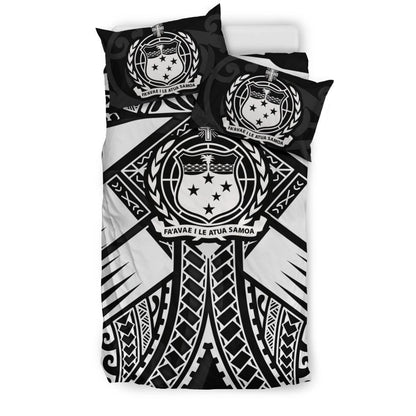 Samoa Polynesian Bedding Set Samoa White Seal with Polynesian Tattoo