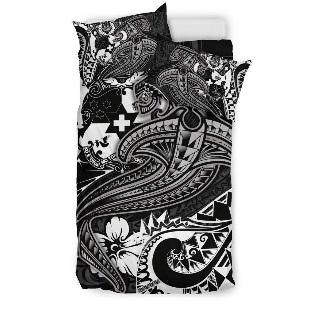 Tonga Bedding Set White Shark Polynesian Tattoo