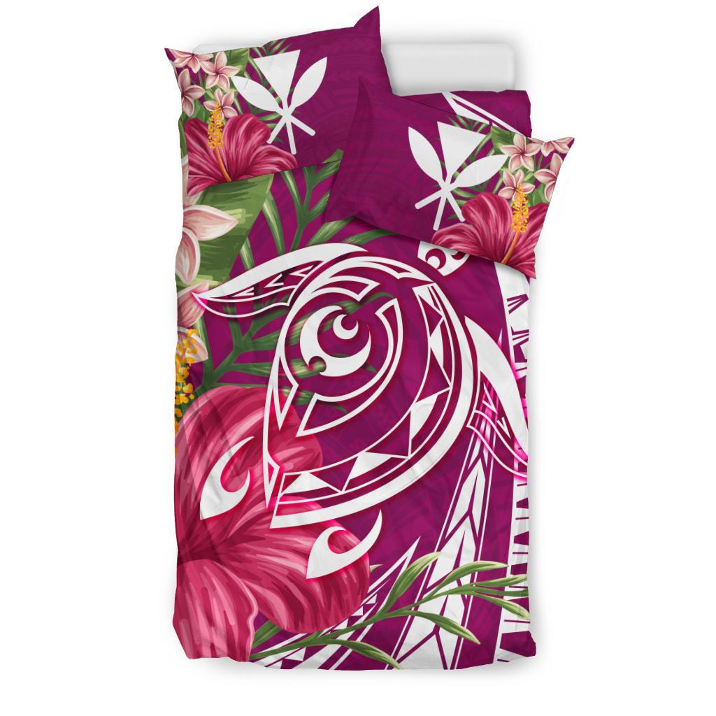 Hawaii Polynesian Turtle Tropical Hibiscus Plumeria Bedding Set Pink