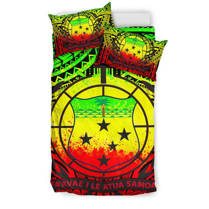 Samoa Bedding Set Samoa Coat Of Arm, Polynesian Tattoo (Reggae)