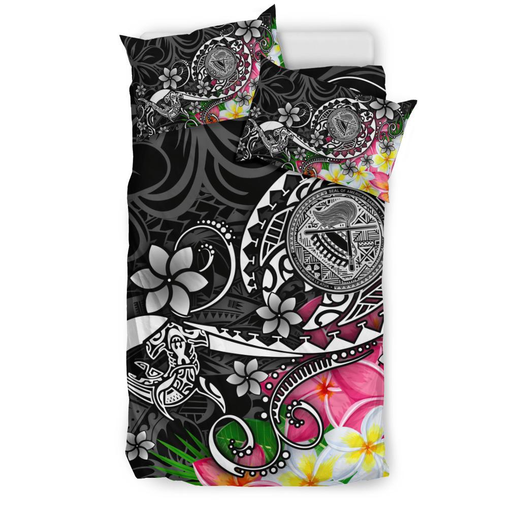 American Samoa Polynesian Bedding Set Turtle Plumeria (Black)