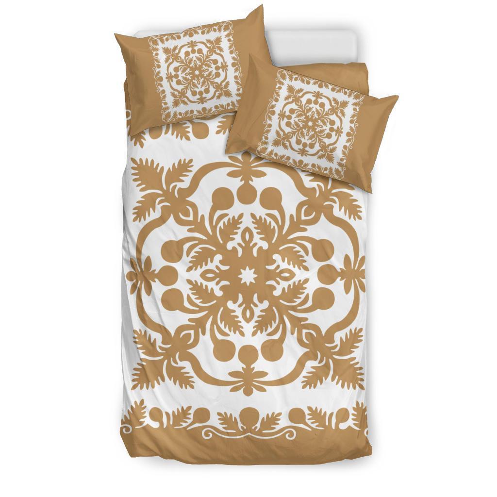 Hawaii Bedding Set Royal Pattern Gold And White