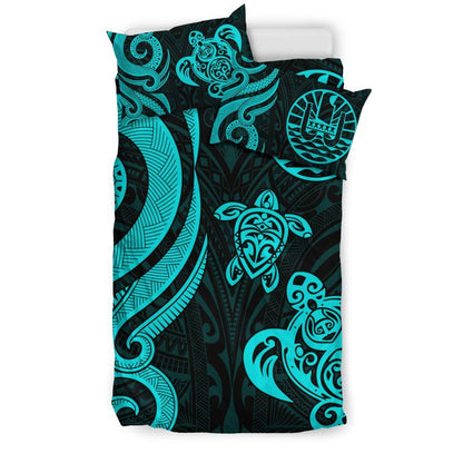 Tahiti Polynesian Bedding Set Turquoise Tentacle Turtle
