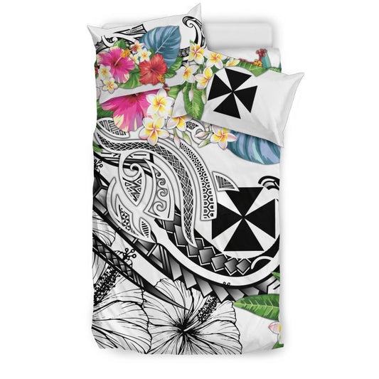 Wallis and Futuna Polynesian Bedding Set Summer Plumeria (White)