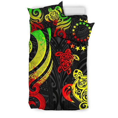 Cook Islands Bedding Set Reggae Tentacle Turtle