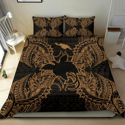 Polynesian Bedding Set Papua New Guinea Duvet Cover Set Map Gold