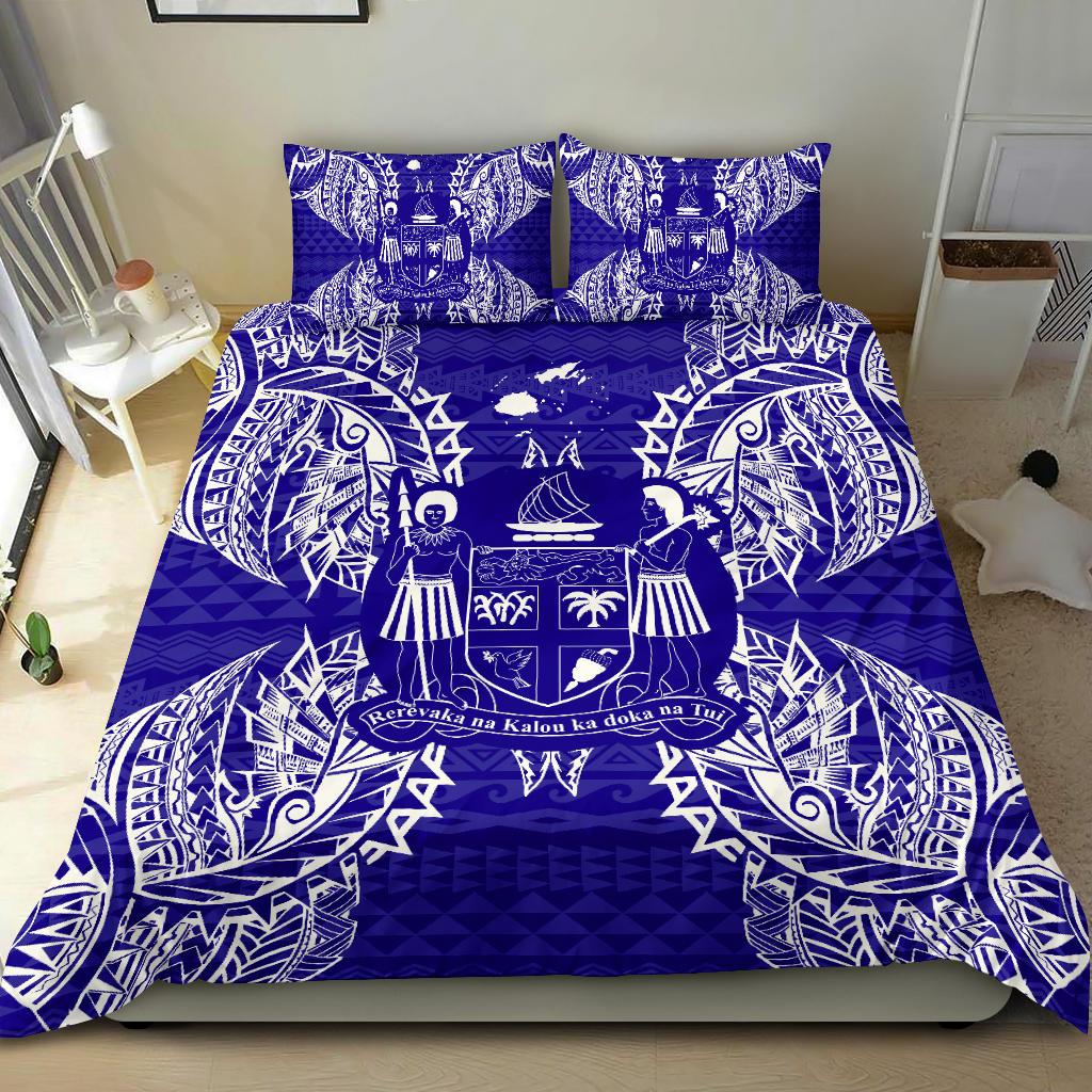 Polynesian Bedding Set Fiji Duvet Cover Set Map Blue