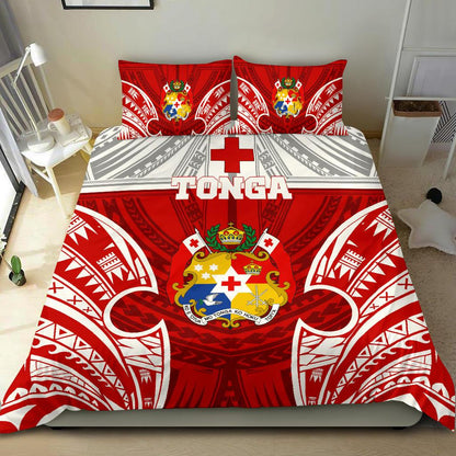Polynesian Bedding Set Tonga Duvet Cover Set Pattern With Seal Red Version