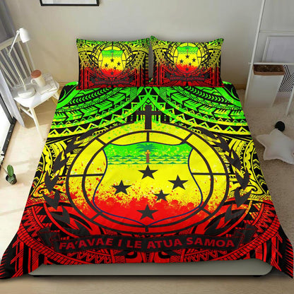 Samoa Bedding Set Samoa Coat Of Arm, Polynesian Tattoo (Reggae)