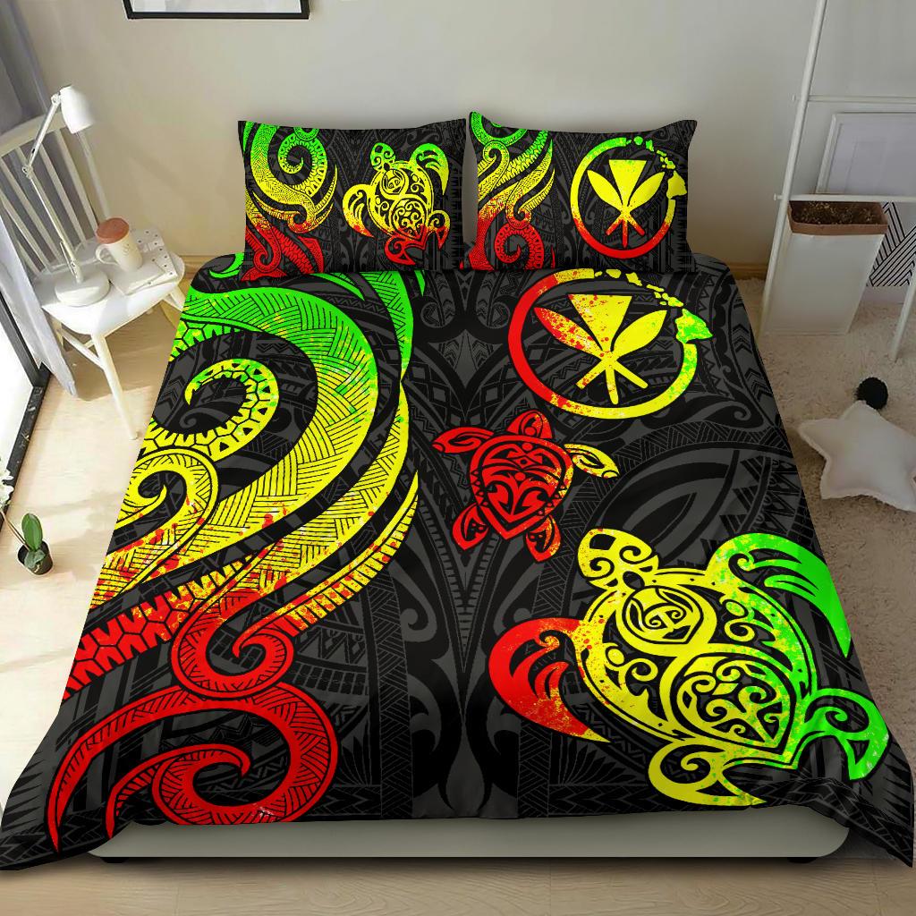 Polynesian Hawaii Bedding Set Reggae Tentacle Turtle