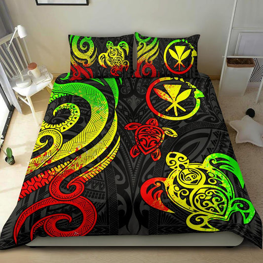Polynesian Hawaii Bedding Set Reggae Tentacle Turtle