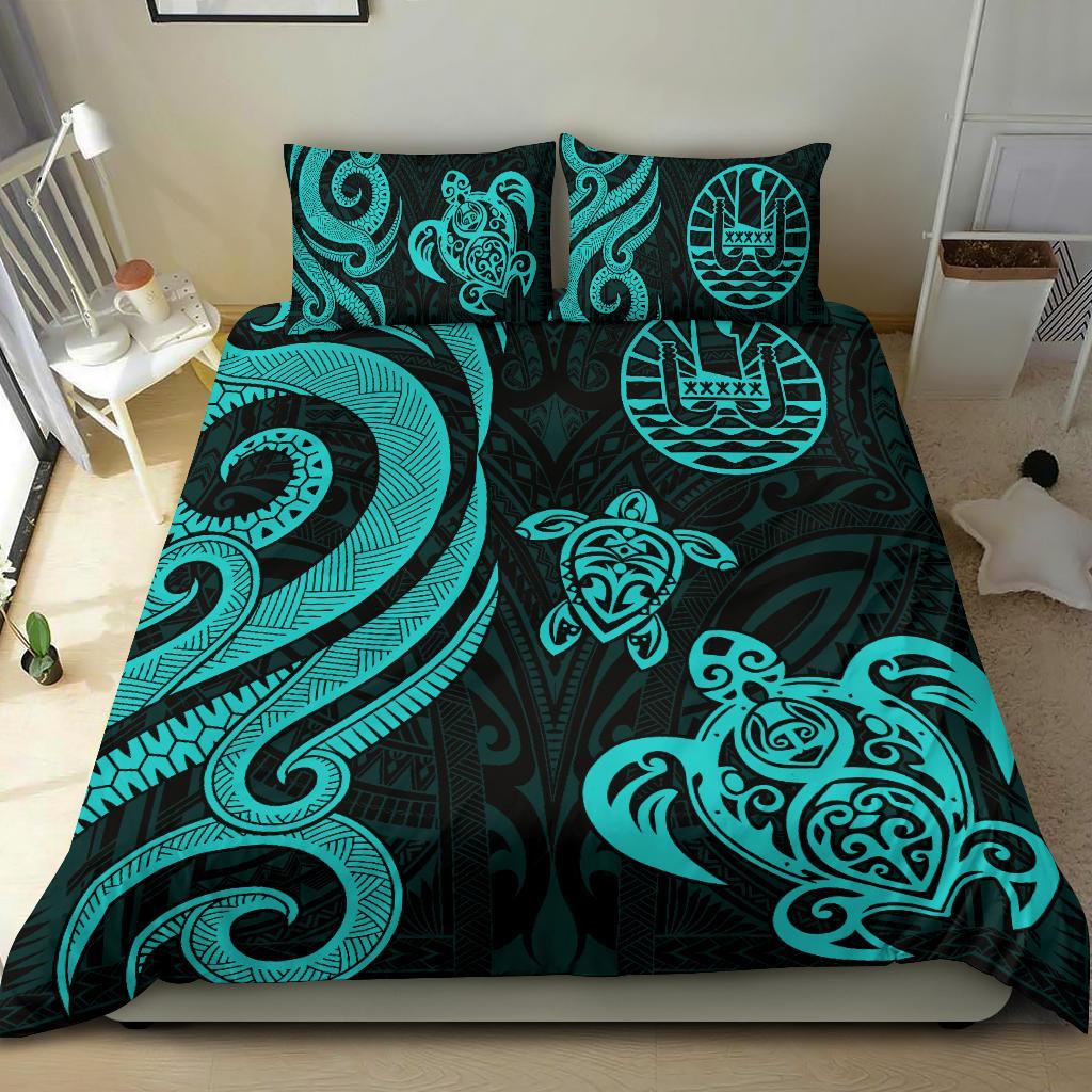 Tahiti Polynesian Bedding Set Turquoise Tentacle Turtle