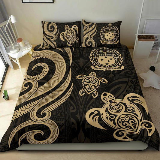 Samoa Polynesian Bedding Set Gold Tentacle Turtle