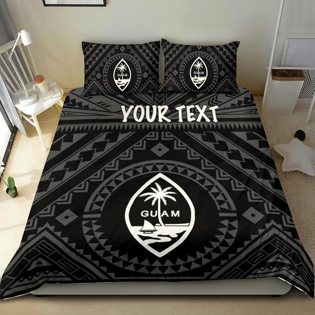 Guam Personalised Bedding Set Guam Seal With Polynesian Tattoo Style (Black)