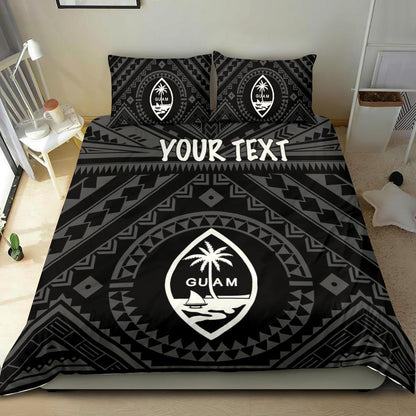 Guam Personalised Bedding Set Guam Seal With Polynesian Tattoo Style (Black)