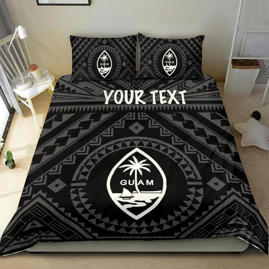 Guam Personalised Bedding Set Guam Seal With Polynesian Tattoo Style (Black)