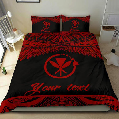 Hawaii Polynesian Custom Personalised Bedding set Hawaii Pride Red Version
