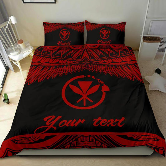 Hawaii Polynesian Custom Personalised Bedding set Hawaii Pride Red Version