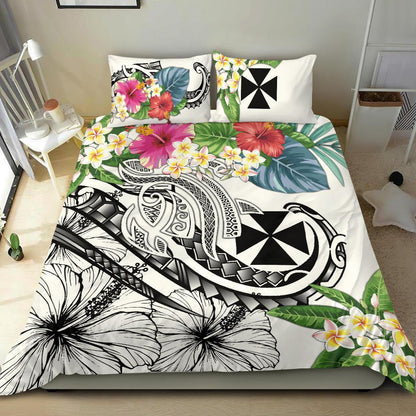 Wallis and Futuna Polynesian Bedding Set Summer Plumeria (White)