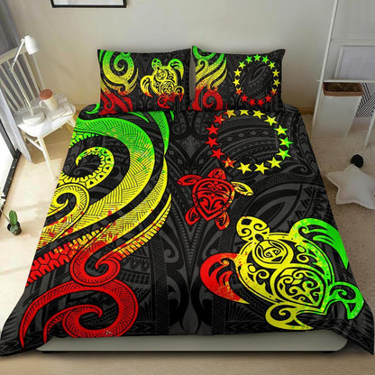 Cook Islands Bedding Set Reggae Tentacle Turtle
