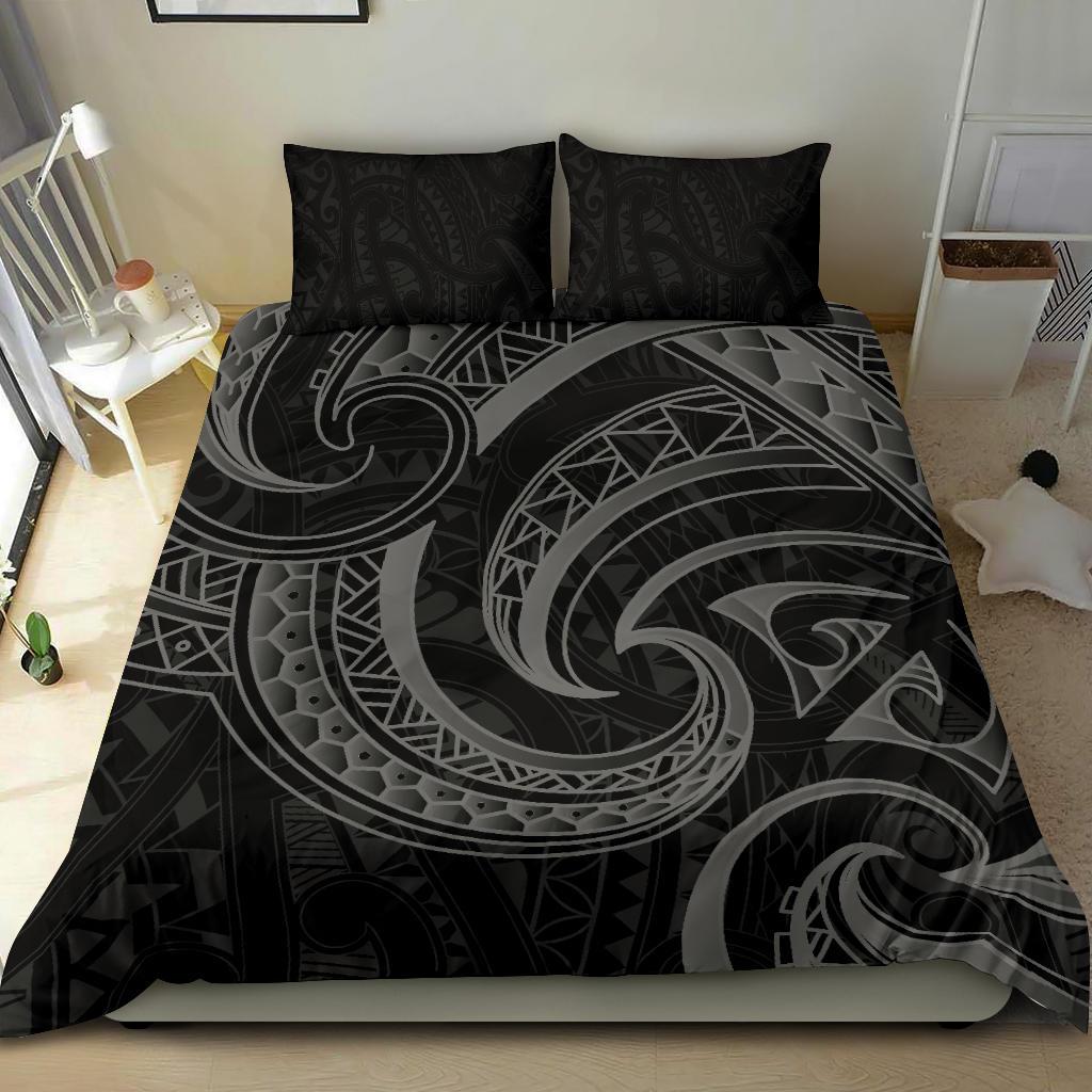 New Zealand Maori Mangopare Bedding Set Polynesian Black