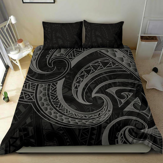 New Zealand Maori Mangopare Bedding Set Polynesian Black