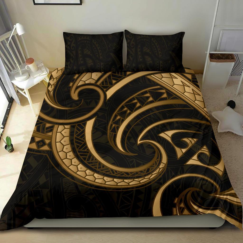 New Zealand Maori Mangopare Bedding Set Polynesian Gold