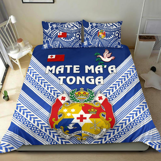 Mate Ma'a Tonga Rugby Bedding Set Polynesian Creative Style Blue