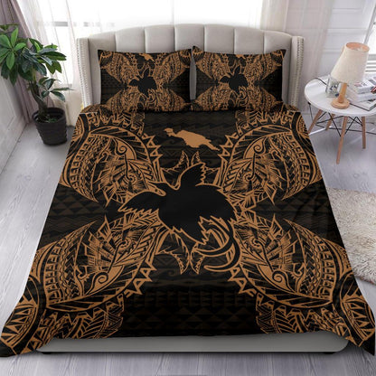 Polynesian Bedding Set Papua New Guinea Duvet Cover Set Map Gold