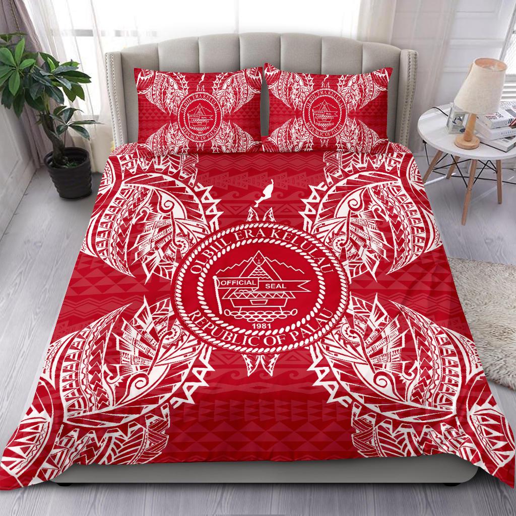 Polynesian Bedding Set Palau Duvet Cover Set Map Red White