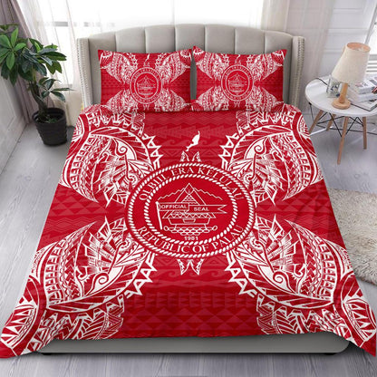 Polynesian Bedding Set Palau Duvet Cover Set Map Red White