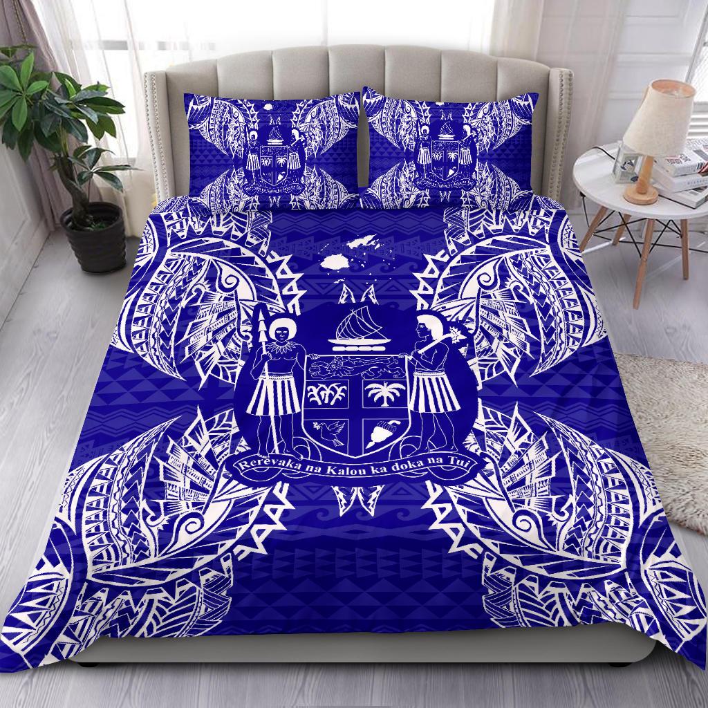 Polynesian Bedding Set Fiji Duvet Cover Set Map Blue