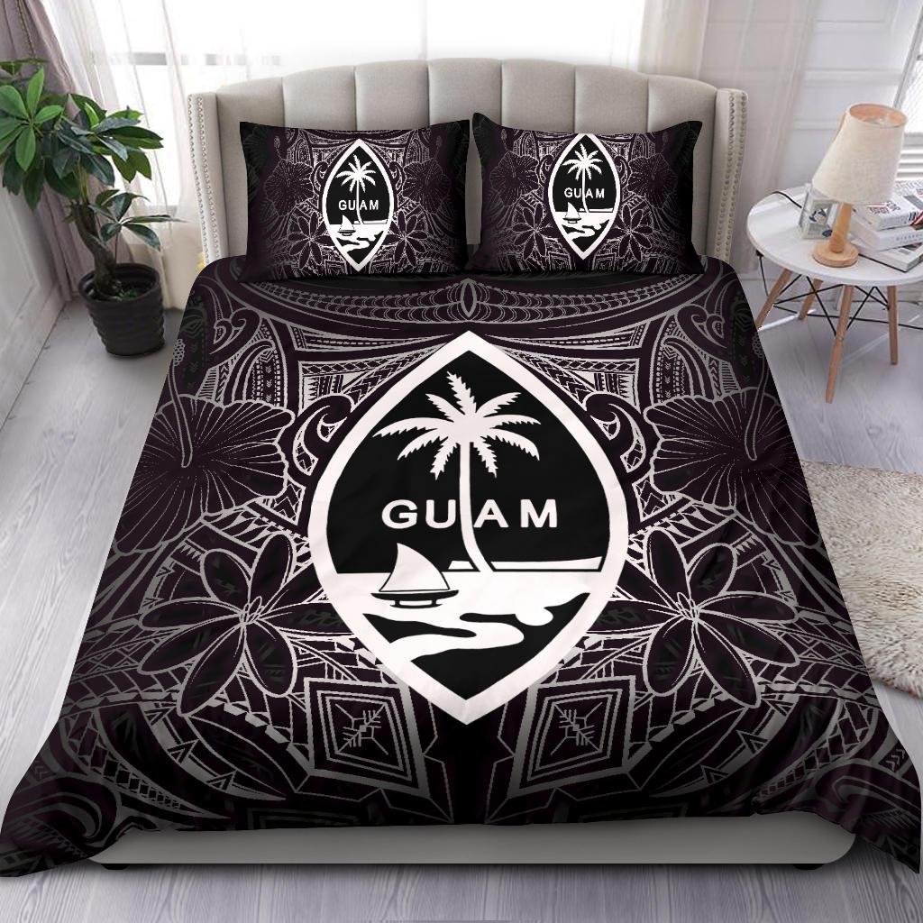 Guam Polynesian Bedding Set White Hibiscus Coat Of Arms