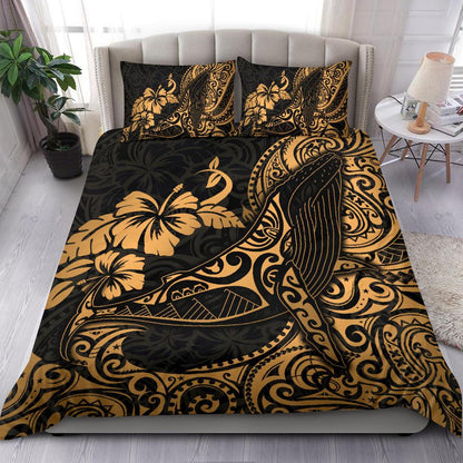 Polynesian Bedding Set Hawaii Duvet Cover Polynesian Golden Humpback Whale