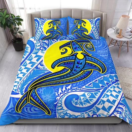 Palau Polynesian Bedding Set Palau Flag with Polynesian Tattoo
