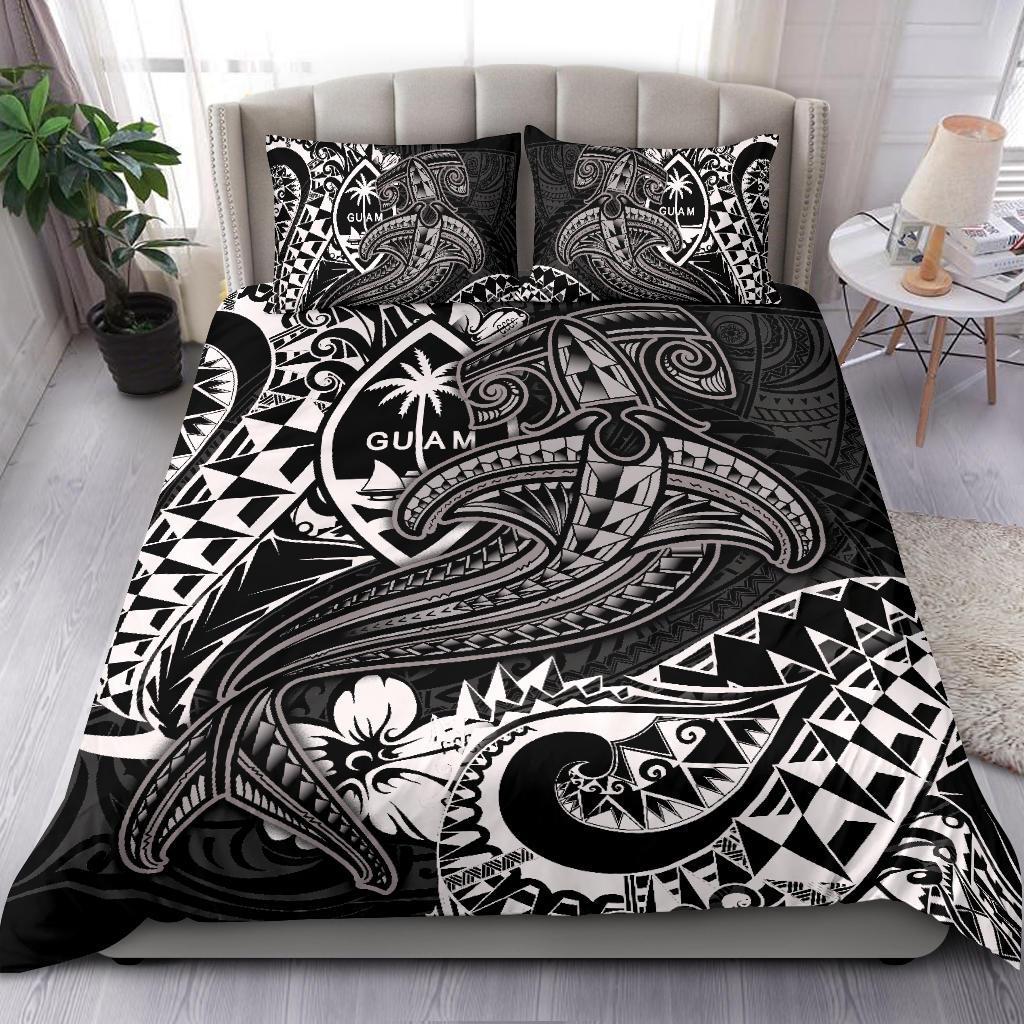 Guam Polynesian Bedding Set White Shark Polynesian Tattoo