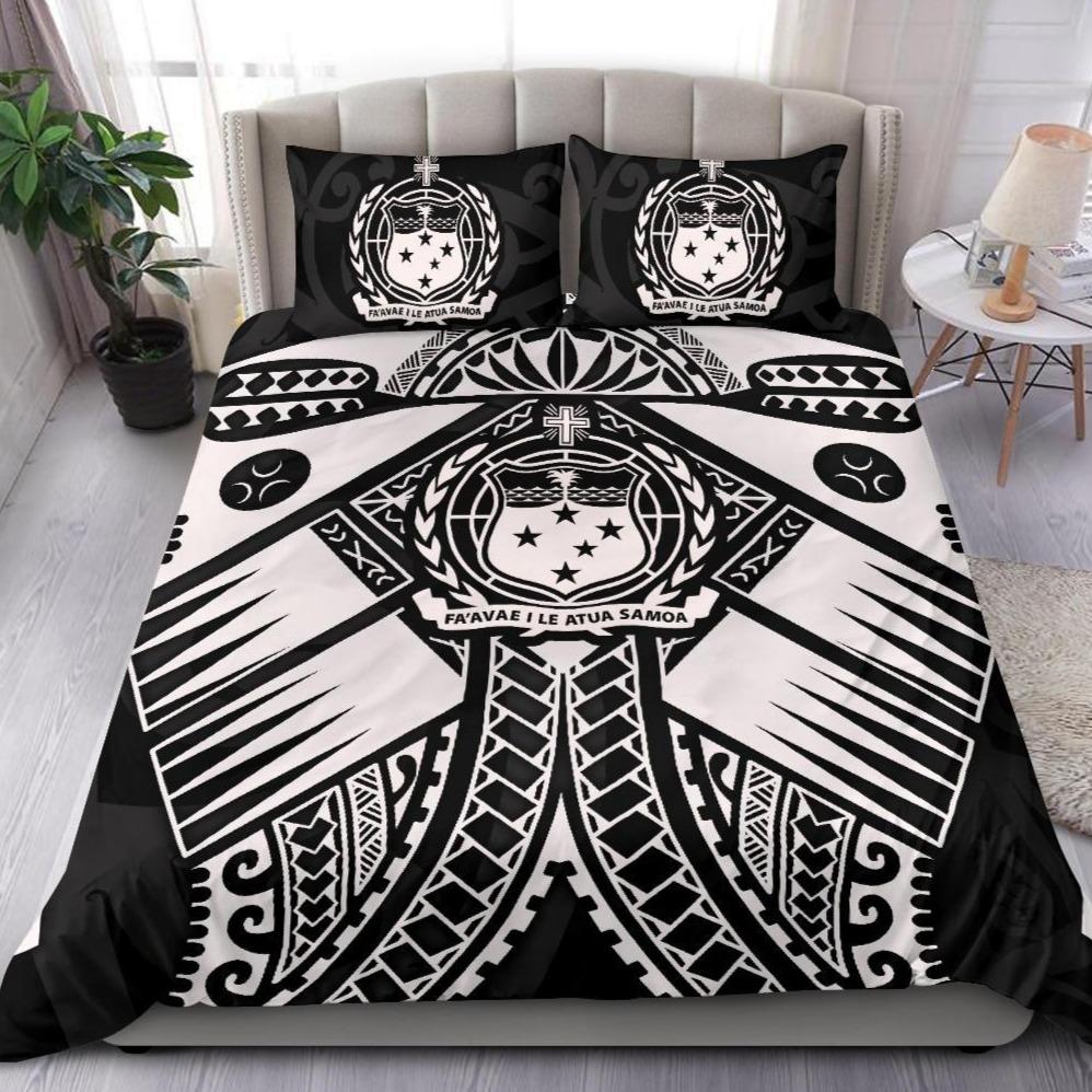Samoa Polynesian Bedding Set Samoa White Seal with Polynesian Tattoo