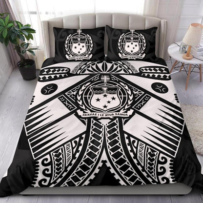 Samoa Polynesian Bedding Set Samoa White Seal with Polynesian Tattoo