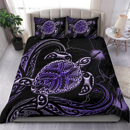 Polynesian Bedding Set Turtle Mix Hibiscus Purple
