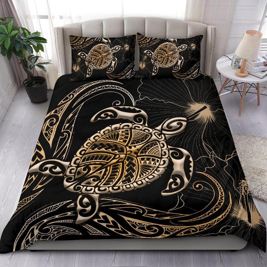 Polynesian Bedding Set Turtle Mix Hibiscus Gold
