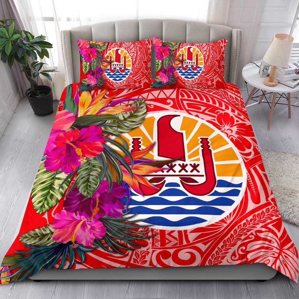 Tahiti Bedding Set Hibiscus Polynesian Pattern Red Version