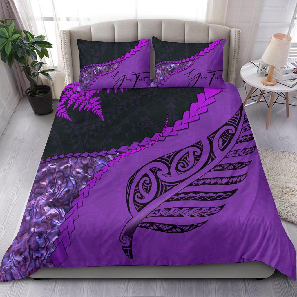 Signature Custom, Paua Shell Maori Silver Fern Bedding Set Purple